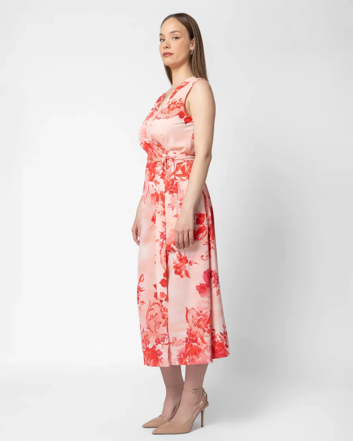 Asia Red midi φόρεμα wrap / κρουαζέ - Image 2
