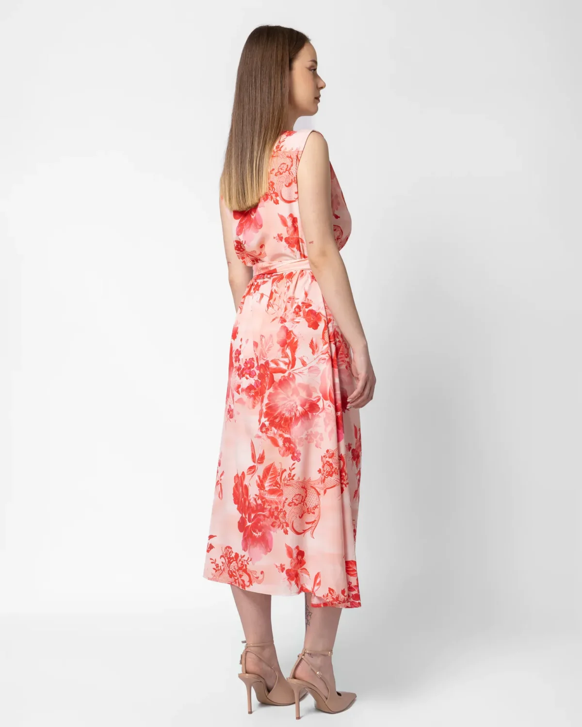 Asia Red midi φόρεμα wrap / κρουαζέ - Image 3