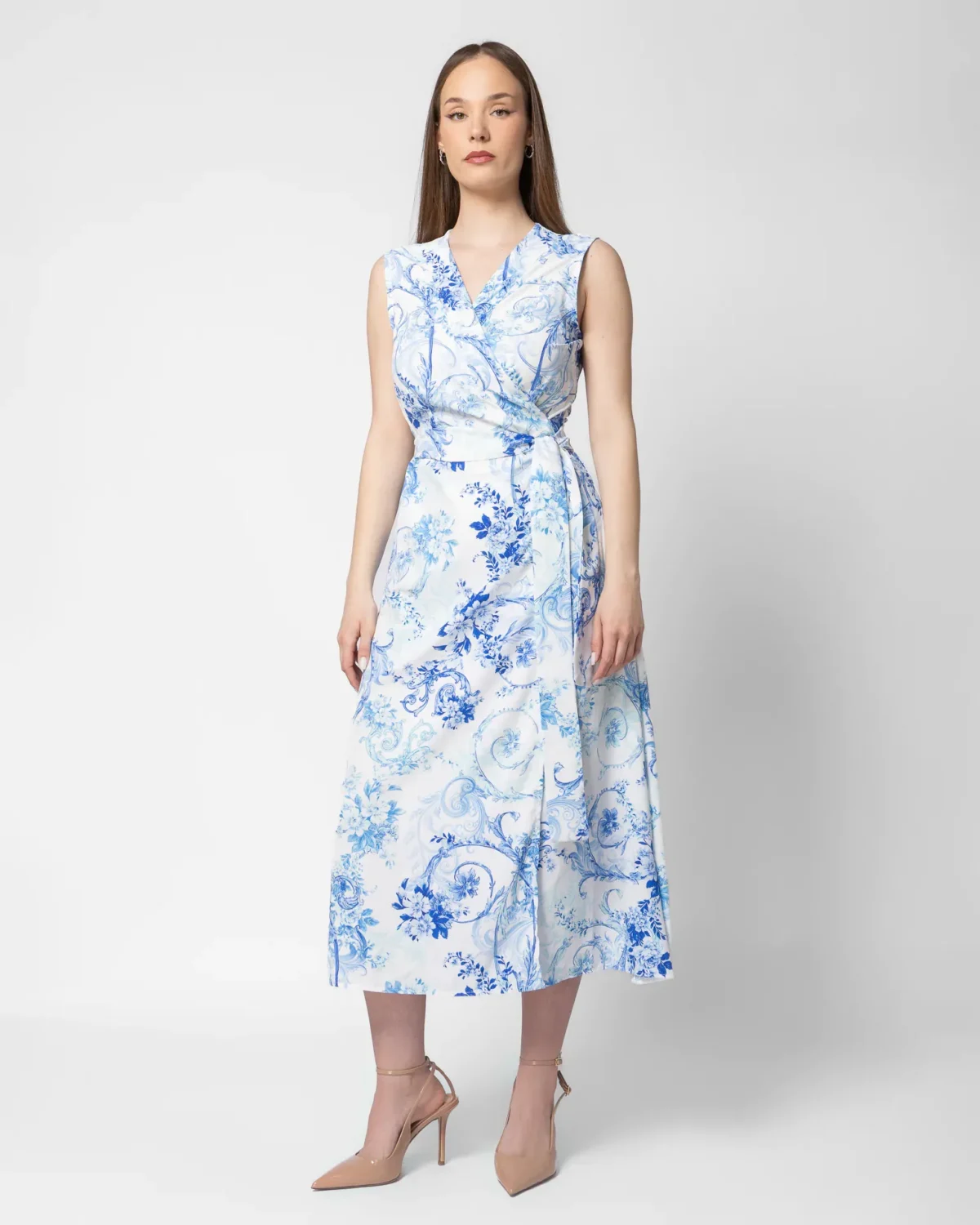 Asia Blue midi φόρεμα wrap / κρουαζέ - Image 2