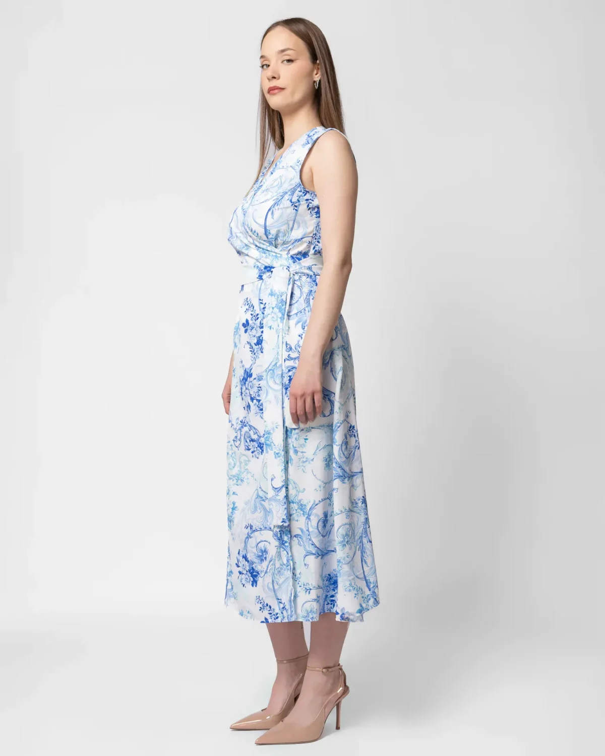 Asia Blue midi φόρεμα wrap / κρουαζέ - Image 4