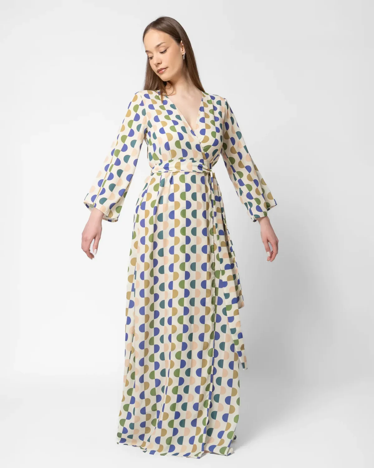 Isabella maxi φόρεμα κιμονό με γεωμετρικό σχέδιο