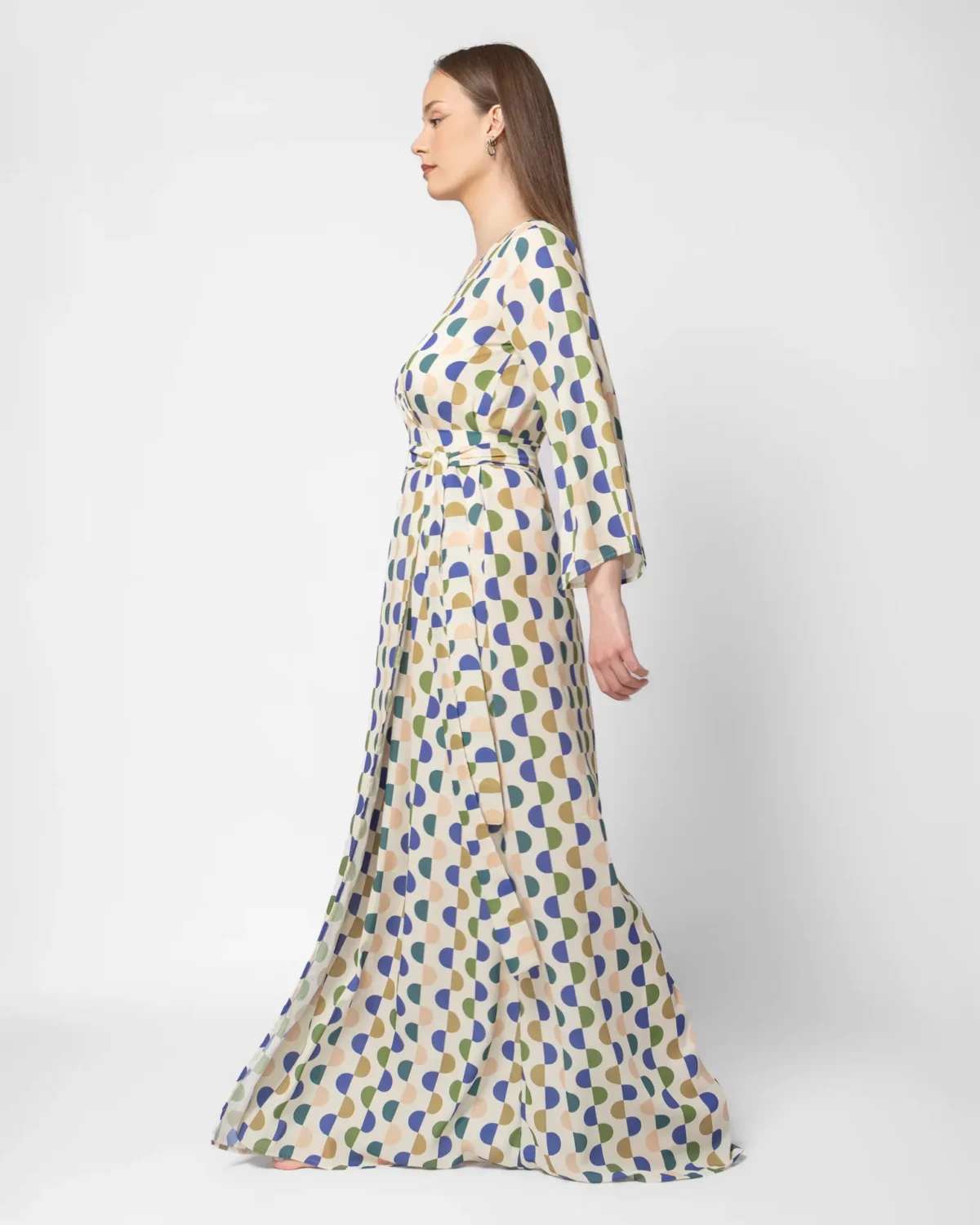 Isabella maxi φόρεμα κιμονό με γεωμετρικό σχέδιο - Image 2