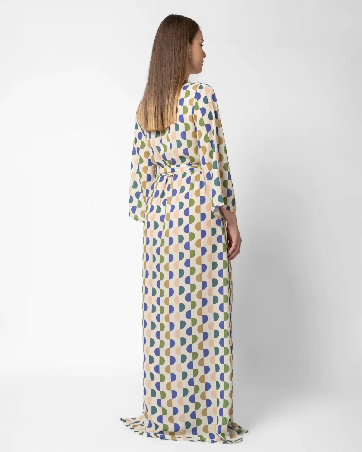 Isabella maxi φόρεμα κιμονό με γεωμετρικό σχέδιο - Image 4